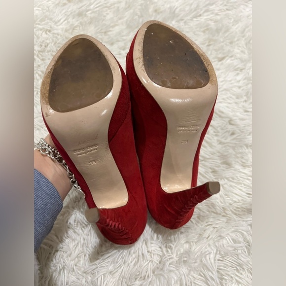 Miu Miu Peep Toe Suede Hells - size 39 US 8.5 - Picture 6 of 9